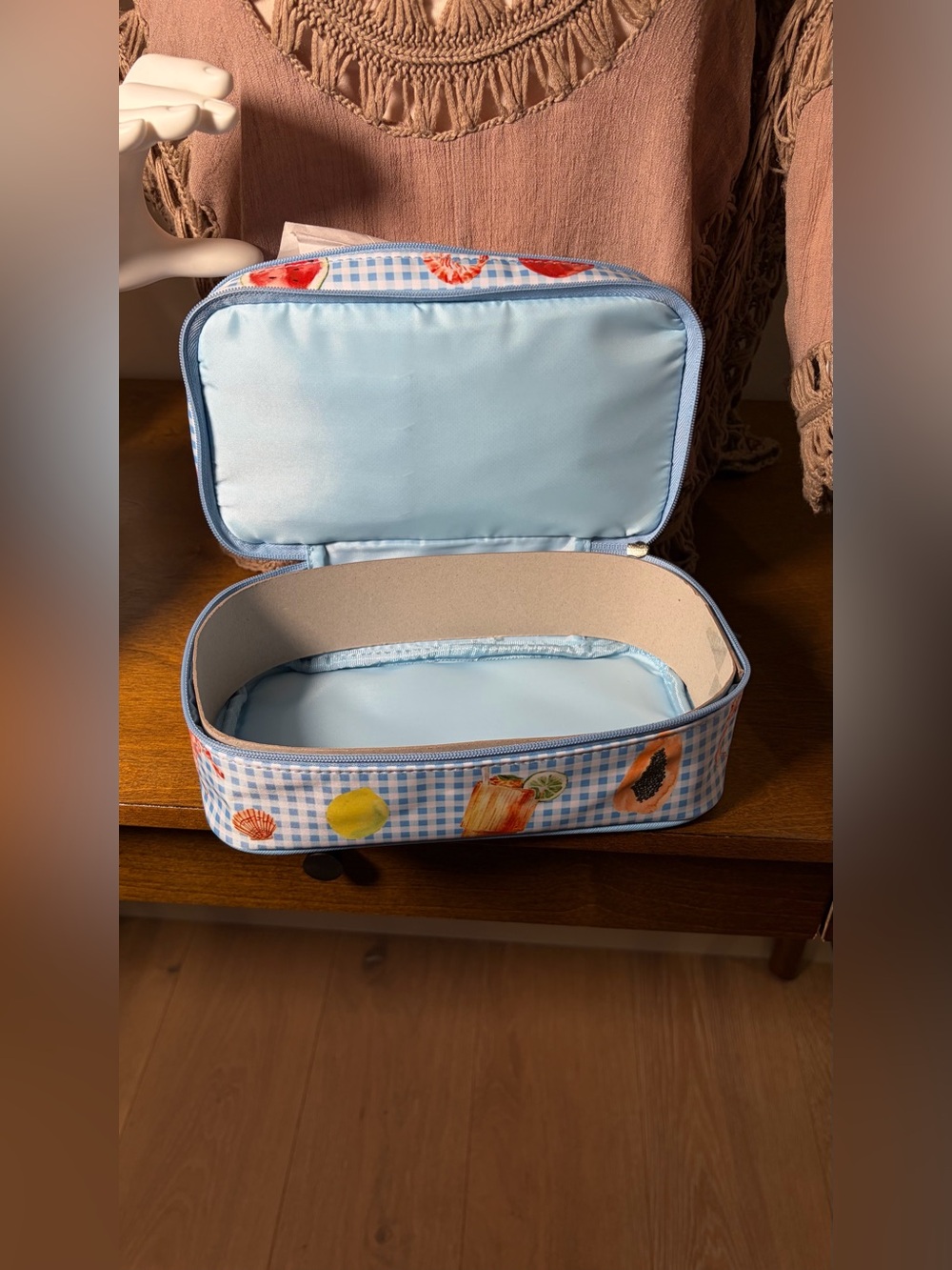 SET of Tender Love + Carry Blue Gingham Cosmetic Travel Pouch - Picture 6 of 14